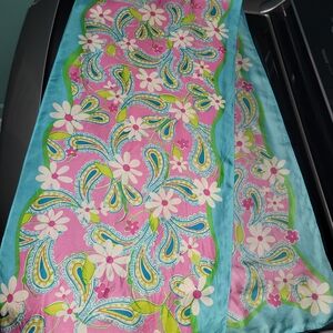 Lilly Pulitzer X Ford 2004 Vibrant Paisley and Floral 100% Silk Scarf